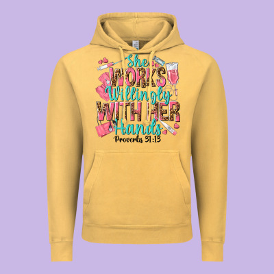 She Works Willingly With Her Hands Vintage Hoodie Designed By Texasbilliewilder