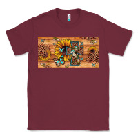 Burgundy leopard cross butterfly sunflower Classic Tee - JahusDesignShop