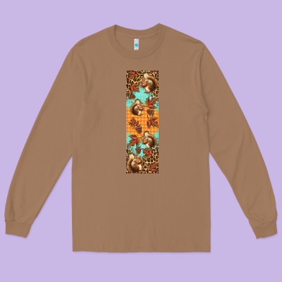 Autumn Squirrel Long Sleeve Tee Designed By Bundleandbundleshop