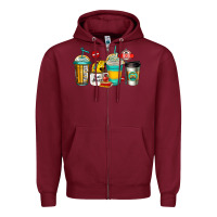Burgundy school bus driver coffee cups Zipper Hoodie - Jasminsmagicworld