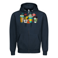 Navy school bus driver coffee cups Zipper Hoodie - Jasminsmagicworld