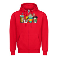 Red school bus driver coffee cups Zipper Hoodie - Jasminsmagicworld