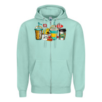 Seafoam school bus driver coffee cups Zipper Hoodie - Jasminsmagicworld