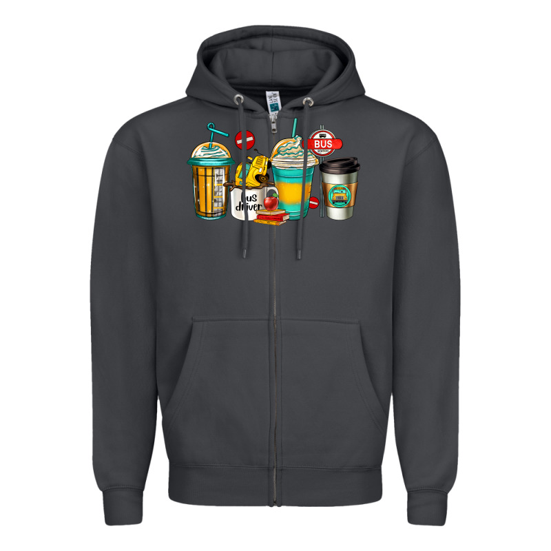 School Bus Driver Coffee Cups Zipper Hoodie by Jasminsmagicworld | Teevron