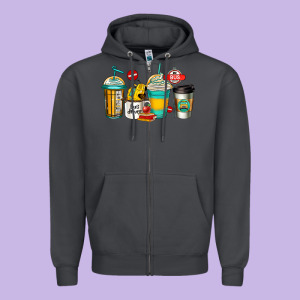 School Bus Driver Coffee Cups Zipper Hoodie Designed By Jasminsmagicworld