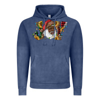 Vintage Denim african american santa joy with sunflowers Vintage Hoodie - RanaPortraitStore