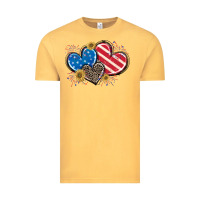 Vintage Mustard American Flag heart Vintage Tee - CowGirlArtShop