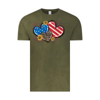 Vintage Olive American Flag heart Vintage Tee - CowGirlArtShop