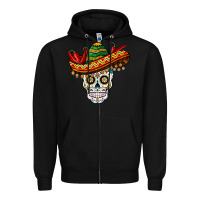 Black cinco de mayo sombrero skull Zipper Hoodie - BarkalooDesign