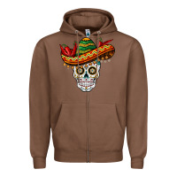 Chestnut cinco de mayo sombrero skull Zipper Hoodie - BarkalooDesign