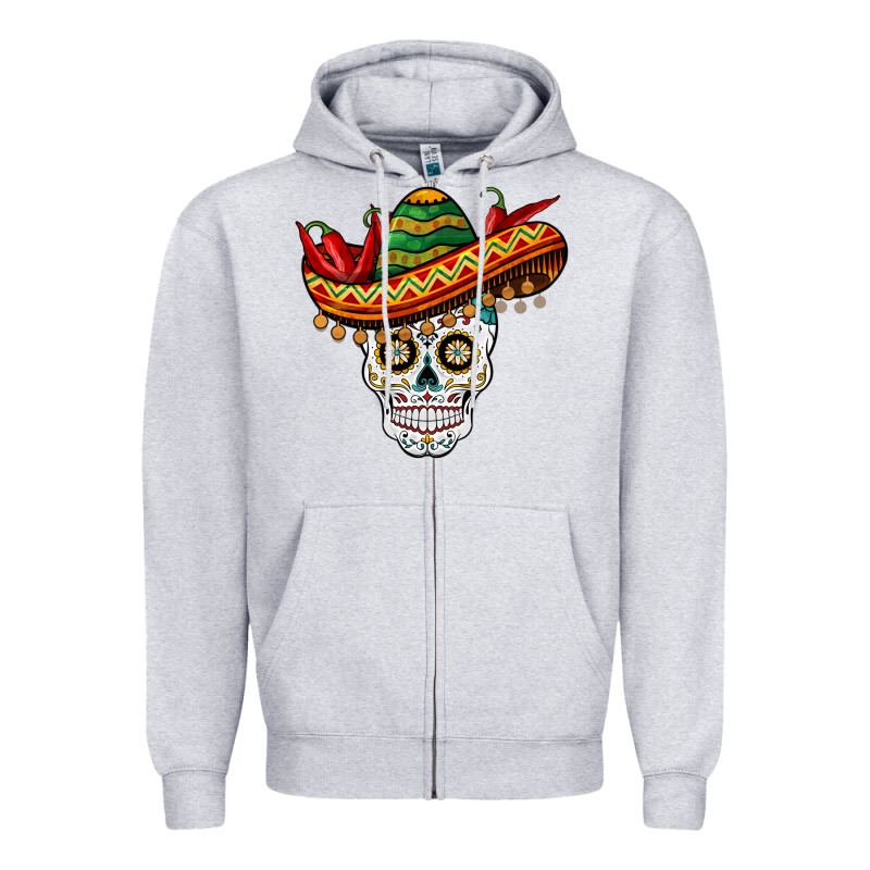 Cinco De Mayo Sombrero Skull Zipper Hoodie by BarkalooDesign | Teevron