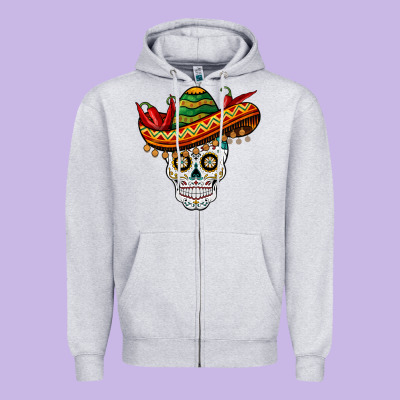 Cinco De Mayo Sombrero Skull Zipper Hoodie Designed By Barkaloodesign