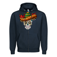 Navy cinco de mayo sombrero skull Zipper Hoodie - BarkalooDesign