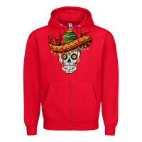 Red cinco de mayo sombrero skull Zipper Hoodie - BarkalooDesign
