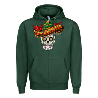 Sports Green cinco de mayo sombrero skull Zipper Hoodie - BarkalooDesign