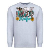 Heather Grey western howdy heifer Premium Sweatshirt - NancyCooperArtShop