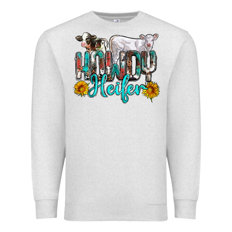 Western Howdy Heifer Premium Sweatshirt by NancyCooperArtShop | Teevron