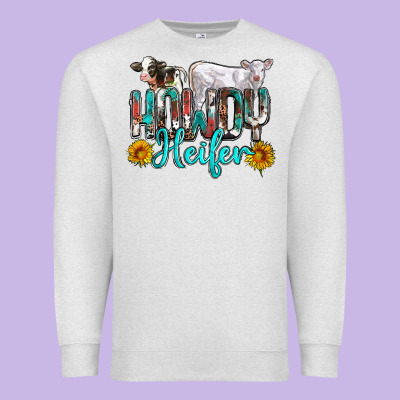 Western Howdy Heifer Premium Sweatshirt Designed By Nancycooperartshop