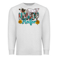 Oatmeal Heather western howdy heifer Premium Sweatshirt - NancyCooperArtShop