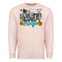 Pale Pink western howdy heifer Premium Sweatshirt - NancyCooperArtShop