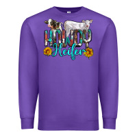 Purple western howdy heifer Premium Sweatshirt - NancyCooperArtShop