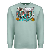 Seafoam western howdy heifer Premium Sweatshirt - NancyCooperArtShop