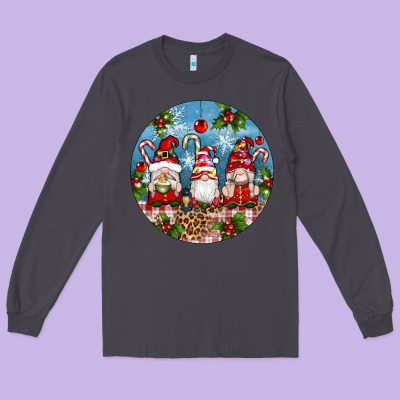Christmas Gnomes Ornament Long Sleeve Tee Designed By Artiststas