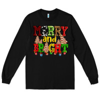 Black merry and bright with christmas tree  cakes ado Long Sleeve Tee - AdoDesignShop