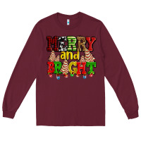 Burgundy merry and bright with christmas tree  cakes ado Long Sleeve Tee - AdoDesignShop