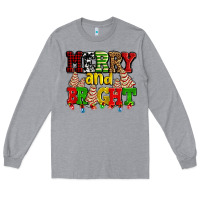 Heather Grey merry and bright with christmas tree  cakes ado Long Sleeve Tee - AdoDesignShop