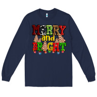 Navy merry and bright with christmas tree  cakes ado Long Sleeve Tee - AdoDesignShop