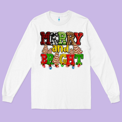 Merry And Bright With Christmas Tree  Cakes Ado Long Sleeve Tee Designed By Adodesignshop