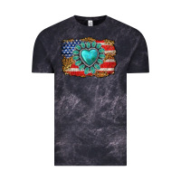 Cloud Black American flag leopard turquoise gemstone Vintage Tee - Neo Western