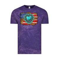 Cloud Purple American flag leopard turquoise gemstone Vintage Tee - Neo Western