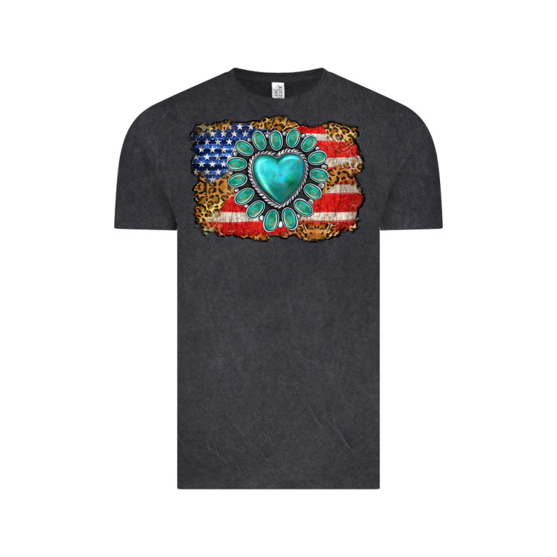 American Flag Leopard Turquoise Gemstone Vintage Tee by Neo Western | Teevron