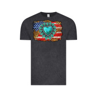 Vintage Black American flag leopard turquoise gemstone Vintage Tee - Neo Western