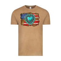 Vintage Camel American flag leopard turquoise gemstone Vintage Tee - Neo Western