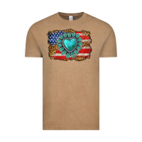 Vintage Coffee American flag leopard turquoise gemstone Vintage Tee - Neo Western