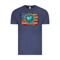 Vintage Denim American flag leopard turquoise gemstone Vintage Tee - Neo Western