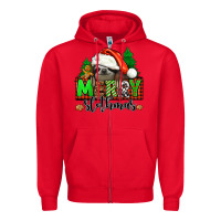 Red merry slothmas Zipper Hoodie - Jasminsmagicworld