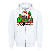 White merry slothmas Zipper Hoodie - Jasminsmagicworld