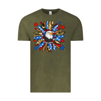 Vintage Olive American flag sunflower Vintage Tee - Neo Western