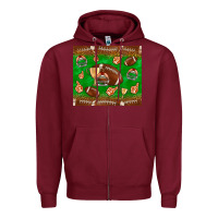 Burgundy football leopard Zipper Hoodie - NancyCooperArtShop