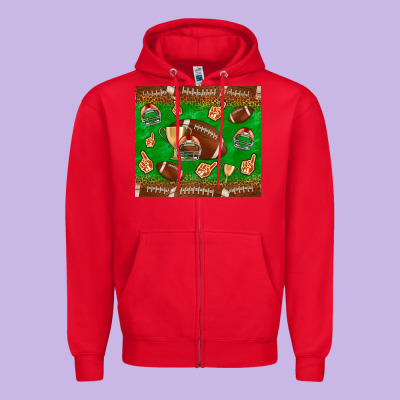 Football Leopard Zipper Hoodie Designed By Nancycooperartshop
