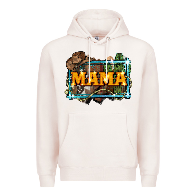 Mama Cowboy Western Font Cactuslove Mom Premium Hoodie by LillyAllenDesigns | Teevron