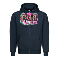 Navy fur mama Zipper Hoodie - NancyCooperArtShop