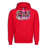 Red fur mama Zipper Hoodie - NancyCooperArtShop