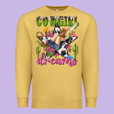 Western Rodeo Cowgirl Dreams Premium Sweatshirt Designed By Nancycooperartshop