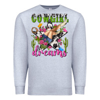 Heather Grey western rodeo cowgirl dreams Premium Sweatshirt - NancyCooperArtShop