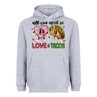 Heather Grey all you need is love and tacos Heavyweight Hoodie - MaliasSmallBusiness